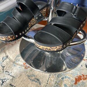Corkys Black Leopard Print Sandals